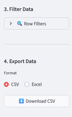 Filter and export